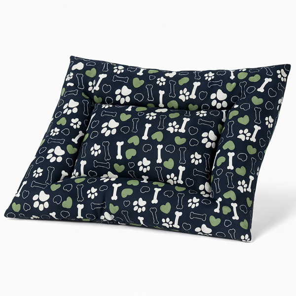 Cama Acolchonada para Mascotas Azul Marino - Huellitas Verde Oliva