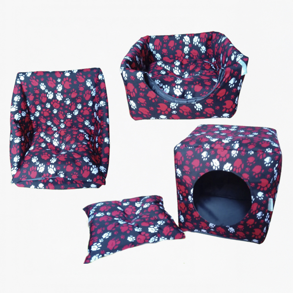 Cama 3 en 1 para Mascotas – Cueva + Sillón + Colchoneta (40×40×40)